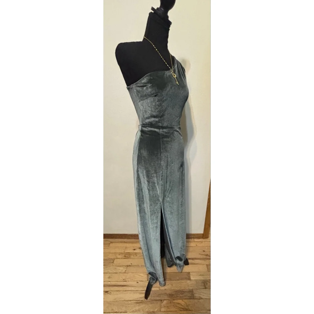 Baltic Born Velvet Whimsigoth One Shoulder Maxi Dress Soft Stretch size XS